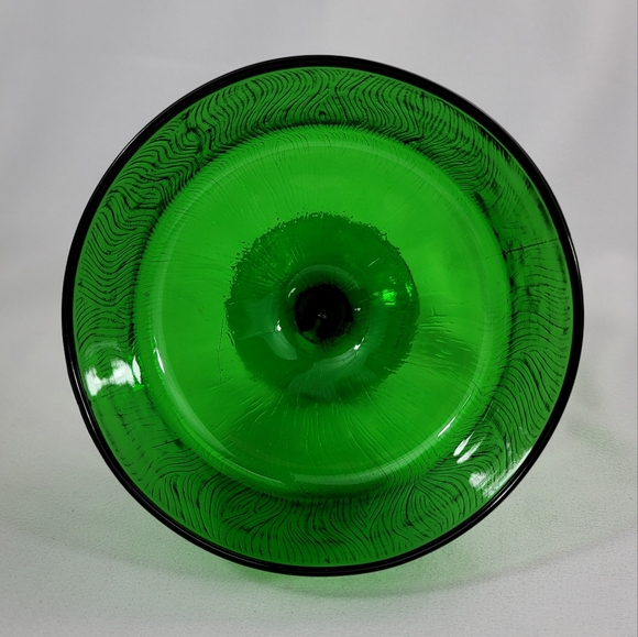 Vtg Hoosier Glass Tree Bark Motif Green Glass Compote - Picture 10 of 15